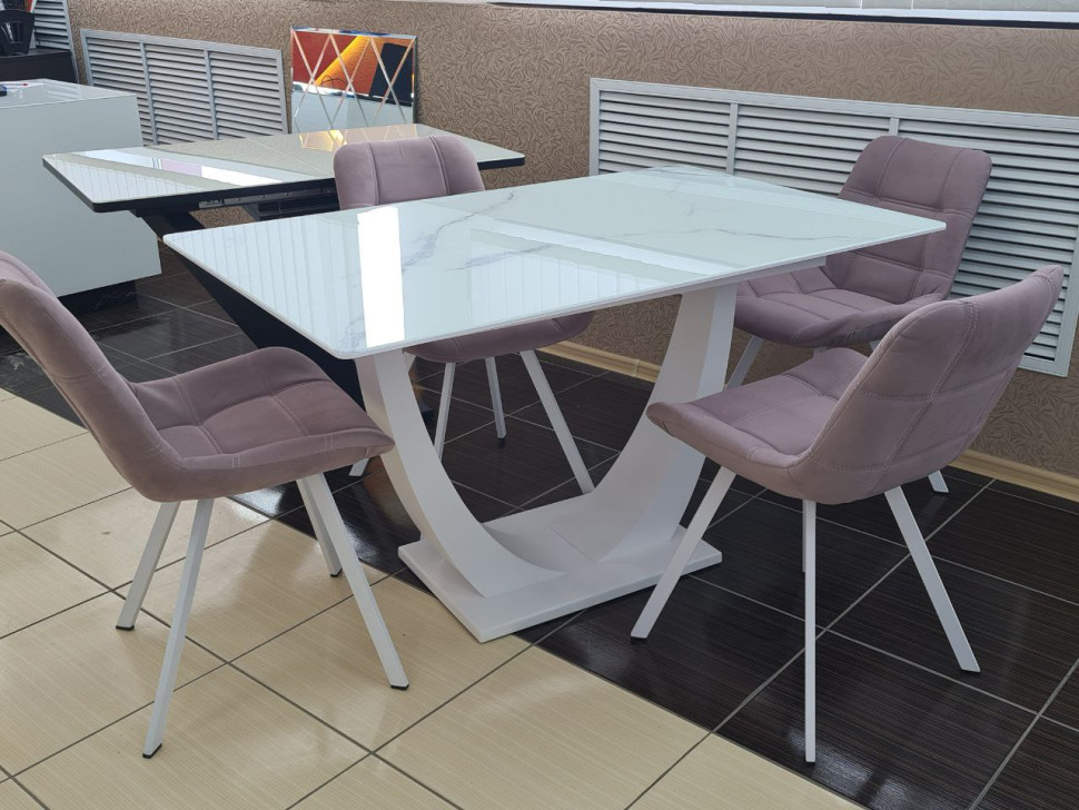Стол лофт из керамогранита Олимп Silver White 2