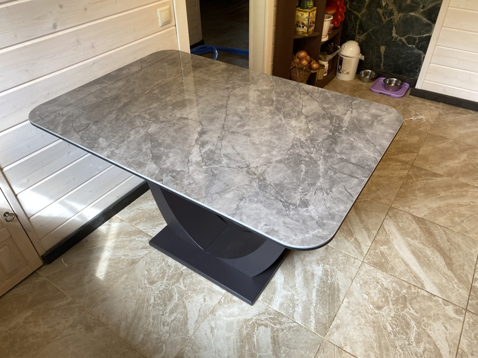 Стол лофт из керамогранита Олимп Diamond Grey глянец 2
