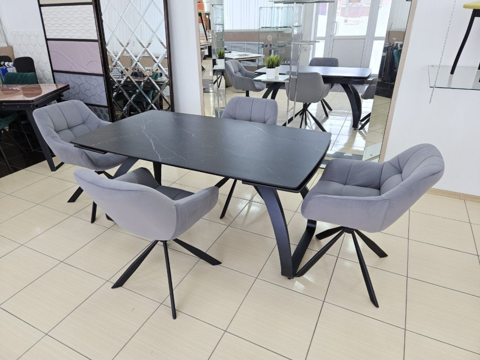 Стол лофт из керамогранита Орион Black Marquina