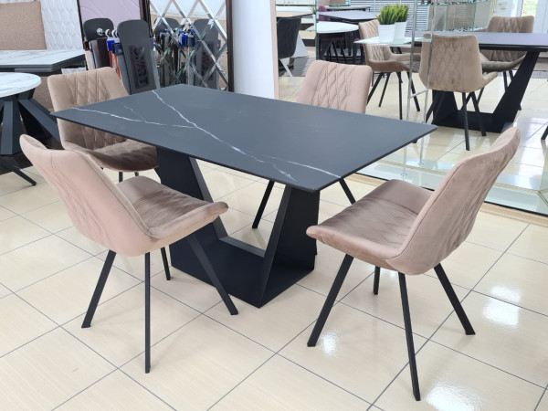 Стол лофт из керамогранита Скала Black Marquina 2