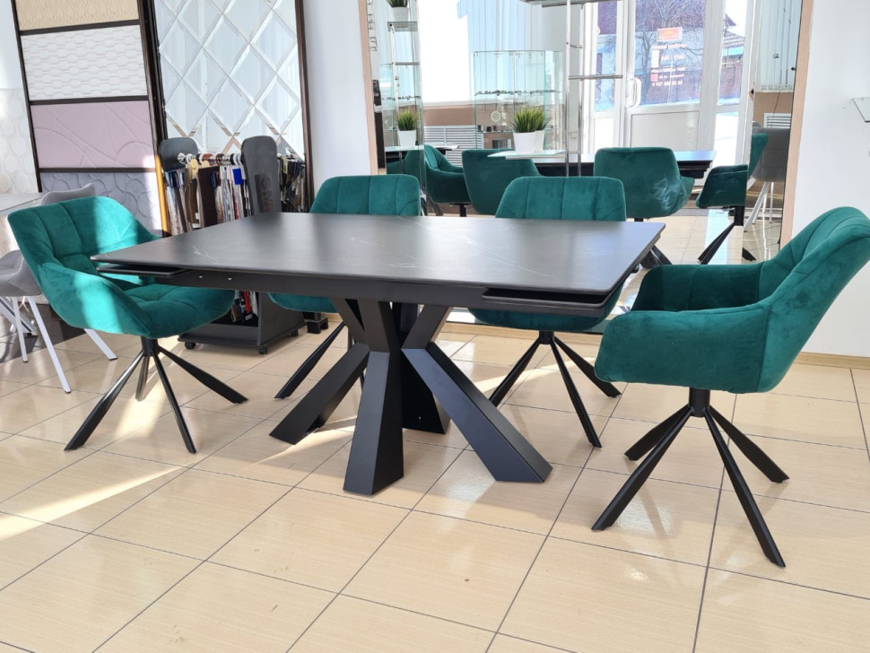 Стол лофт из керамогранита Оникс Black Marquina