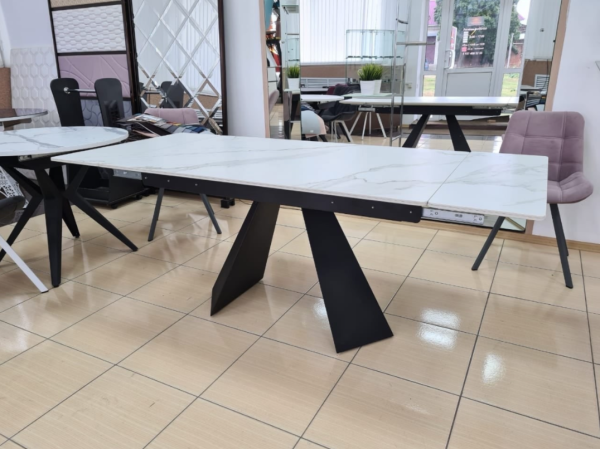 Стол лофт из керамогранита Оригами Silver White