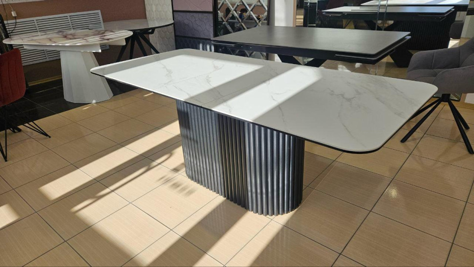 Стол лофт из керамогранита Вельвет 3 Silver White 2