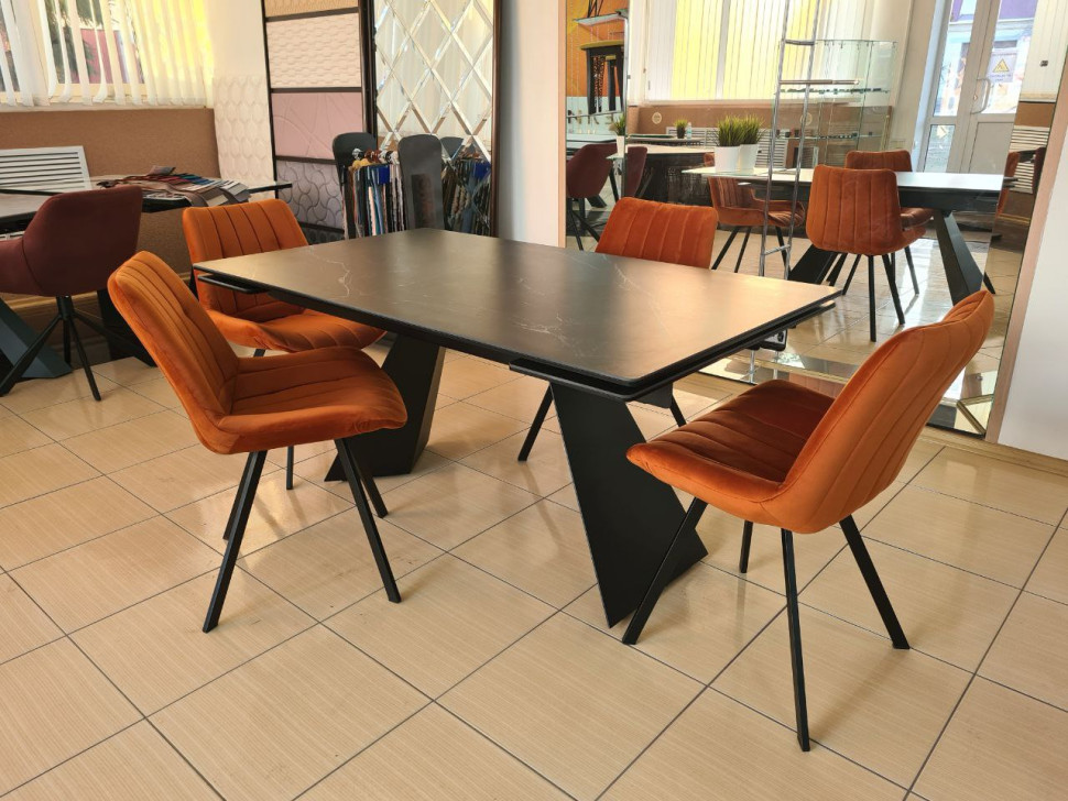 Стол лофт из керамогранита Геометрия Black Marquina