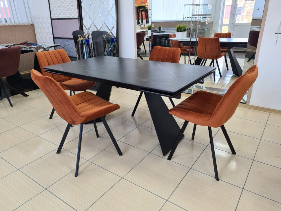 Стол лофт из керамогранита Геометрия Black Marquina 2