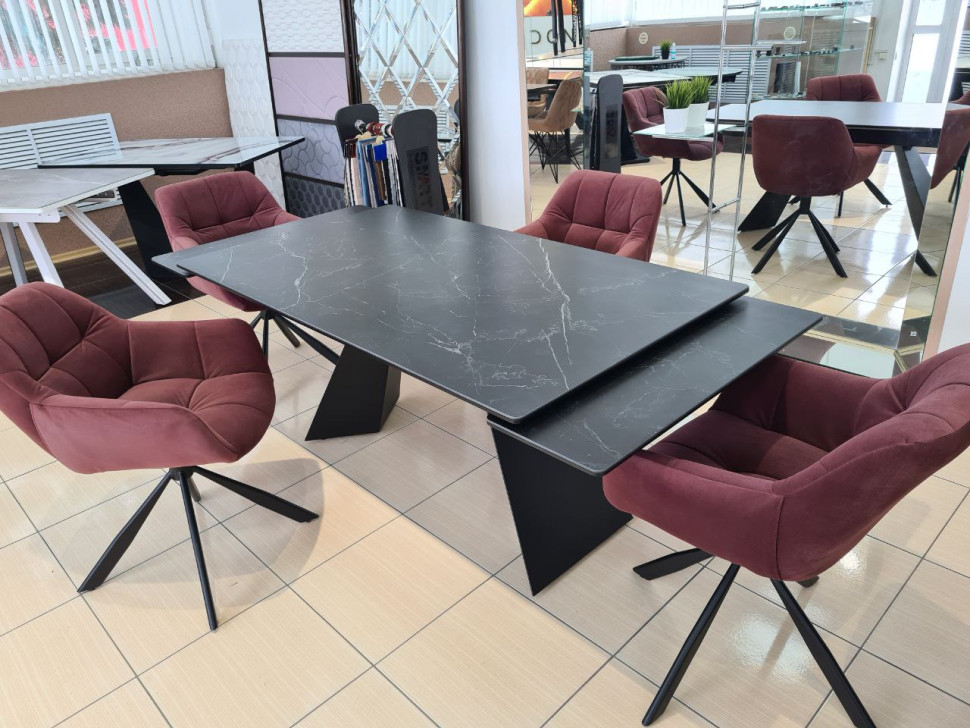 Стол лофт из керамогранита Геометрия Black Marquina 2