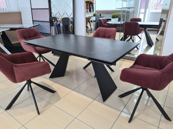 Стол лофт из керамогранита Геометрия Black Marquina 2