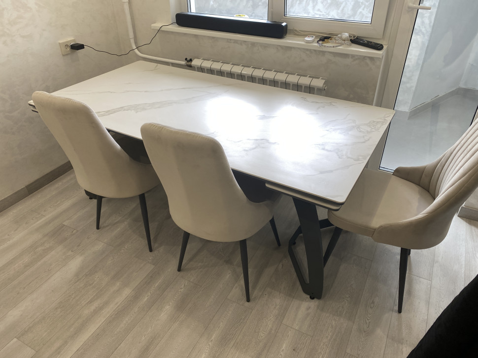 Стол лофт из керамогранита Сириус Silver White 3